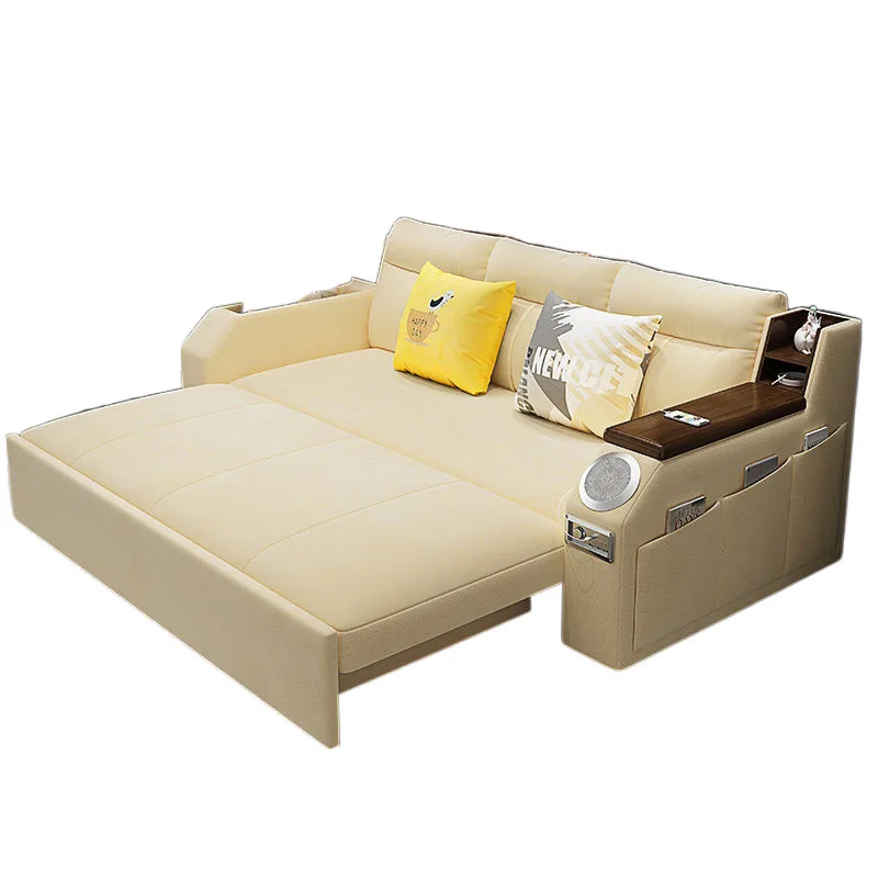 Multifunctional, solid wood, sofa bed, foldable, dual-use, storage, living room, dismantling and washing