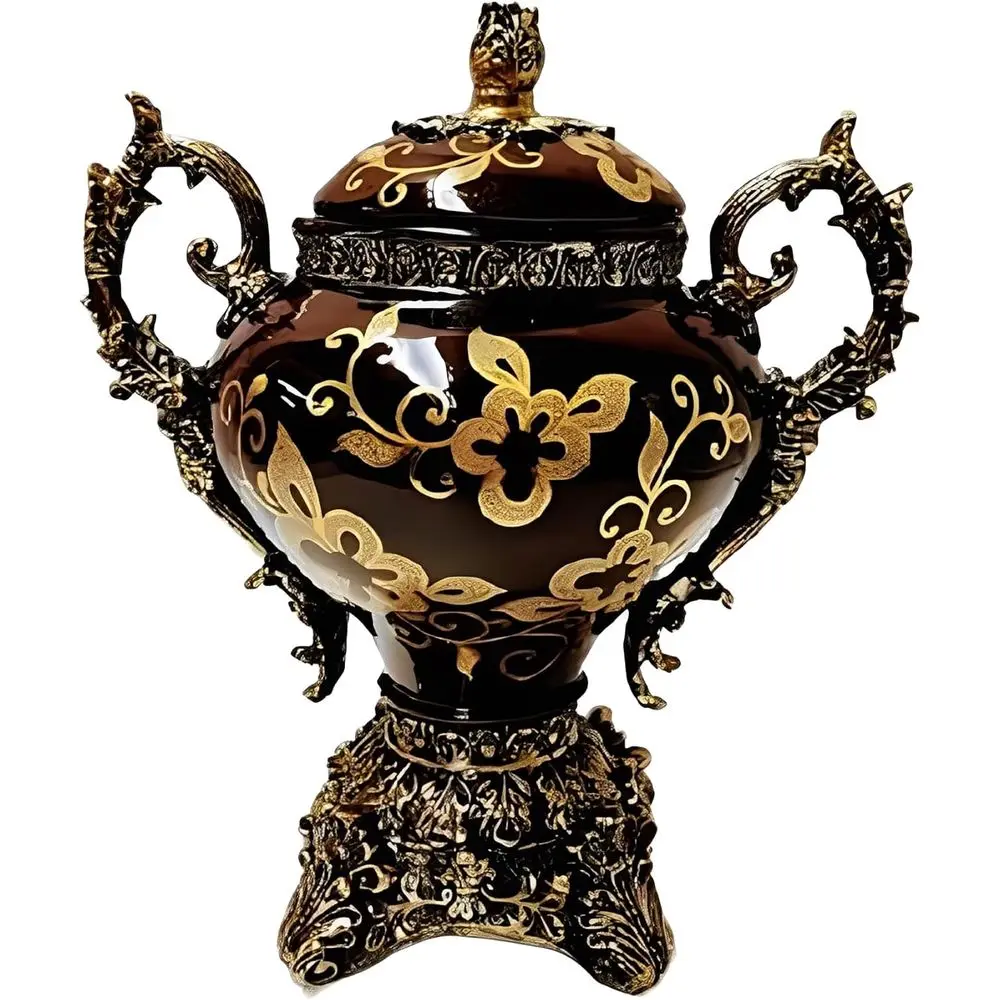 

Vintage Brown 12.5 Embossed Floral Ceramic Vase - Elegant Home & Office Decor, Ideal Luxury Gift for Decor Enthusiasts