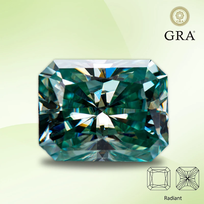 Pietra Moissanite Colore primario Giallo Verde Taglio radiante Diamante coltivato da laboratorio per materiali per la creazione di gioielli