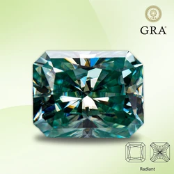 Moissanite Stone Primary Color Yellow Green Radiant Cut Lab Grown Diamond for DIY Jewelry Making Materials with GRA Certificate