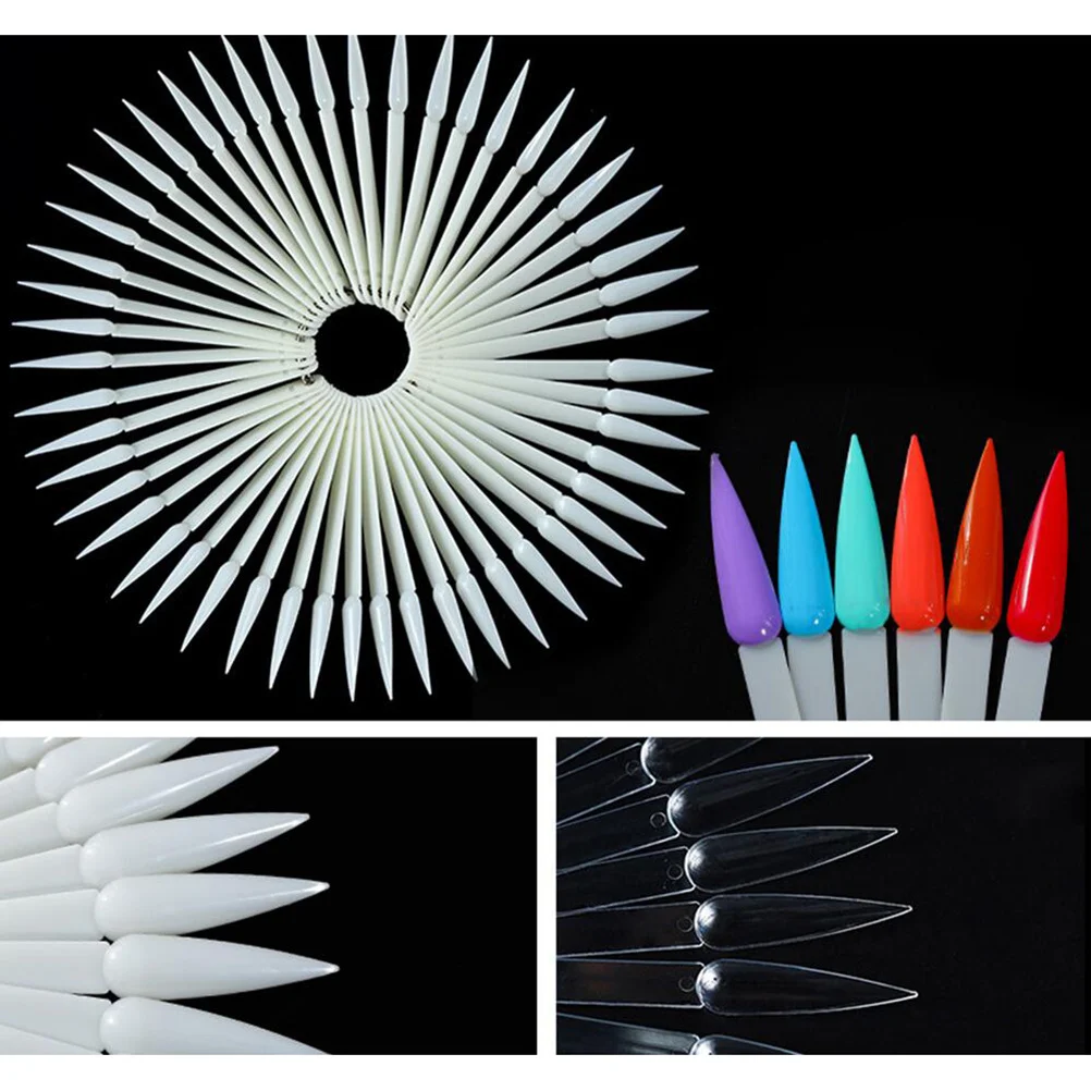 

100Pcs Nail Color Plates Fan Shaped Transparent Smooth Nail Practice Tips Display Palette Manicure Chart Easy Reorder