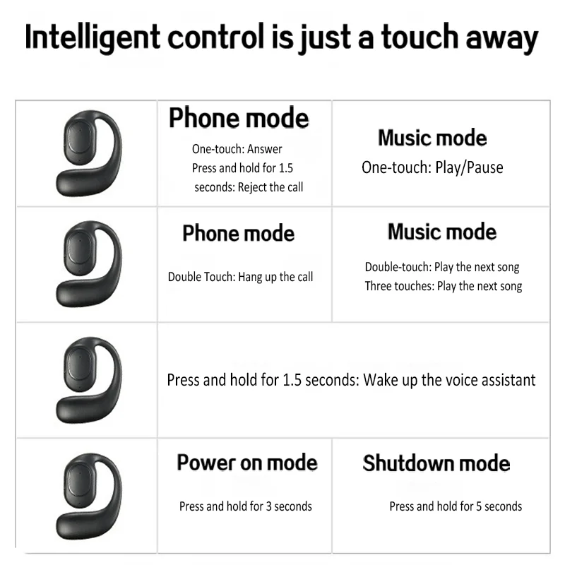 3pcs Wireless Bluetooth Earphones Air-Conduction OWS Headphone Ear-Hook Sports Outdoor Working Driving Headset For Lenovo Xiaomi