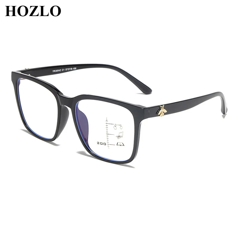 

Women TR90 Large Square Blue Light Blocking Progressive Multifocals Myopia Glasses Bee Design Shortsighted Nearsighted Spectacle