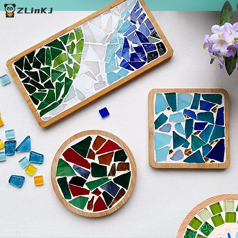 ▶Handmade DIY Mosaic Cup Mat Bottom Bamboo Pad Early Education Free Creation Handicraft Toys Craft Easy Making Birthday Gift
