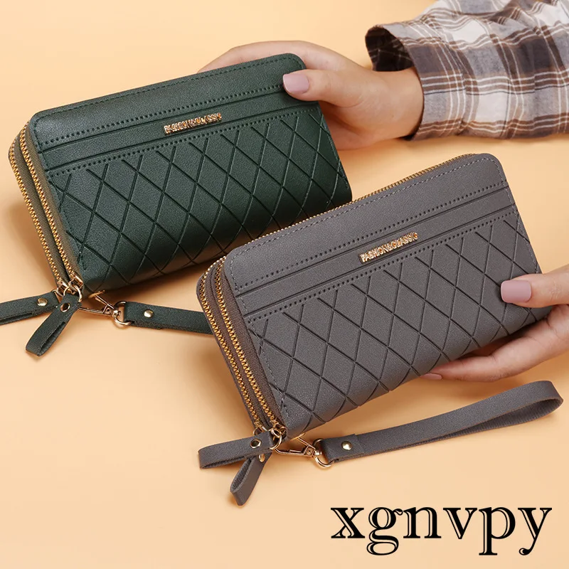 Xgnvpy-cartera larga coreana para mujer, monedero urbano Simple con doble cremallera, Popular, portatarjetas múltiple, accesorio elegante