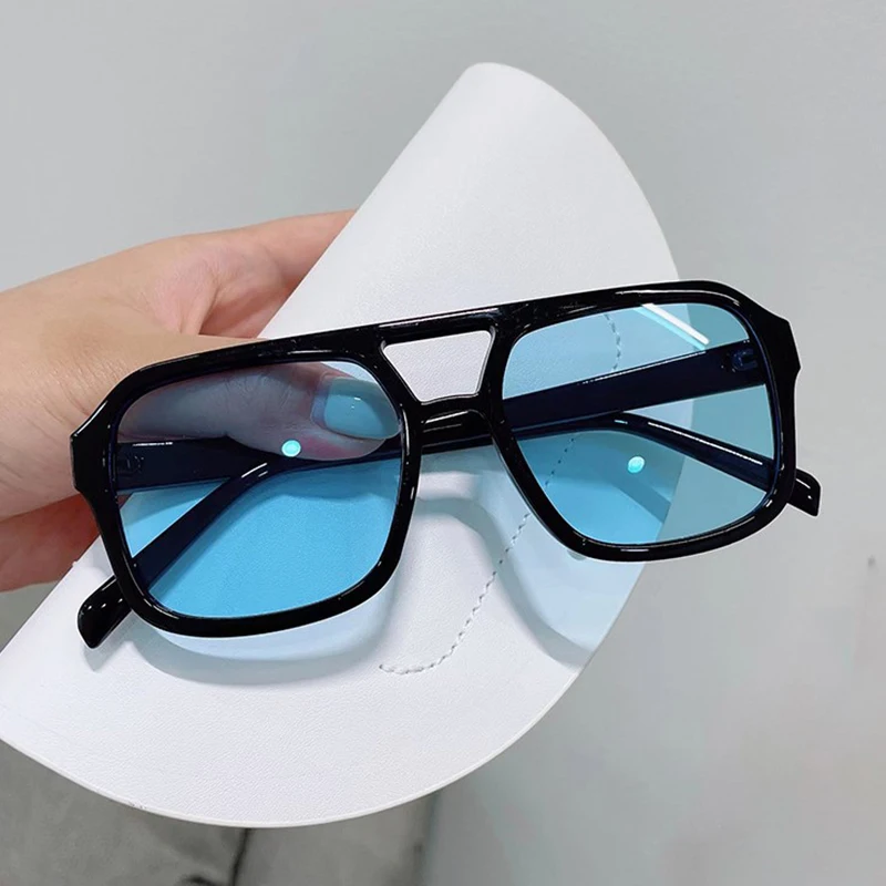 

New Fashion Square Sunglasses Women Vintage Frame Female Double Beam Sun Glasses Ocean Gradient Retro Outdoor Oculus De Sol