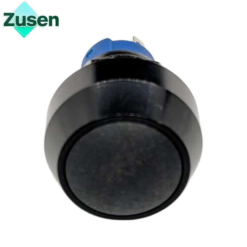 Zusen 12mm Latcing Black Alumina Oxidation 1NO OFF/ON Micro Switch Push Button Switch IP65(ZS12B-10/J/A)