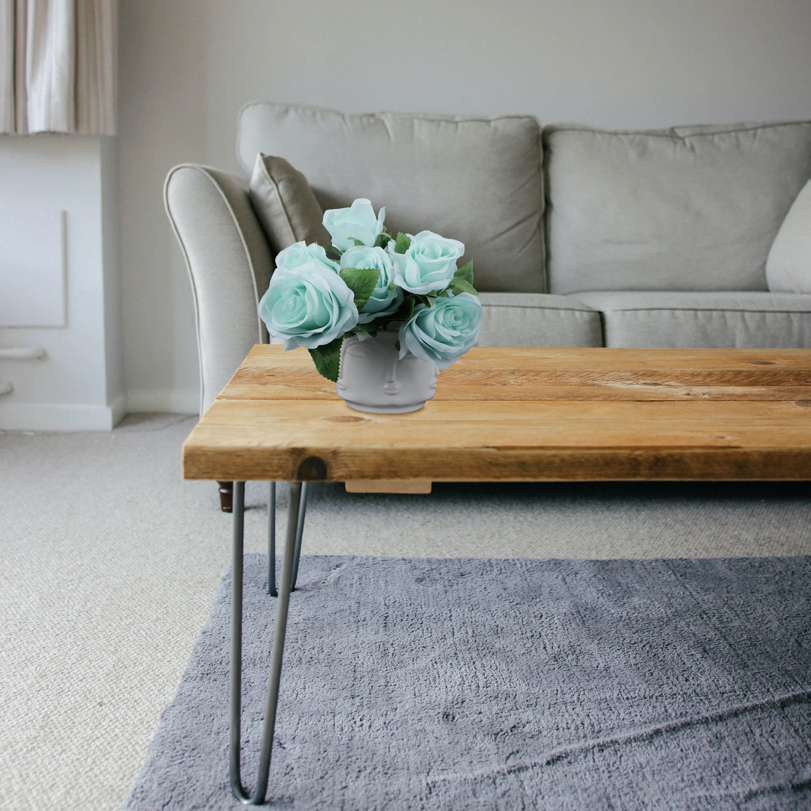 

Man Face Flower Vase Home Decoration Accessories Modern Ceramic Vase for Flowers Pot 13 x 9.5cm - White