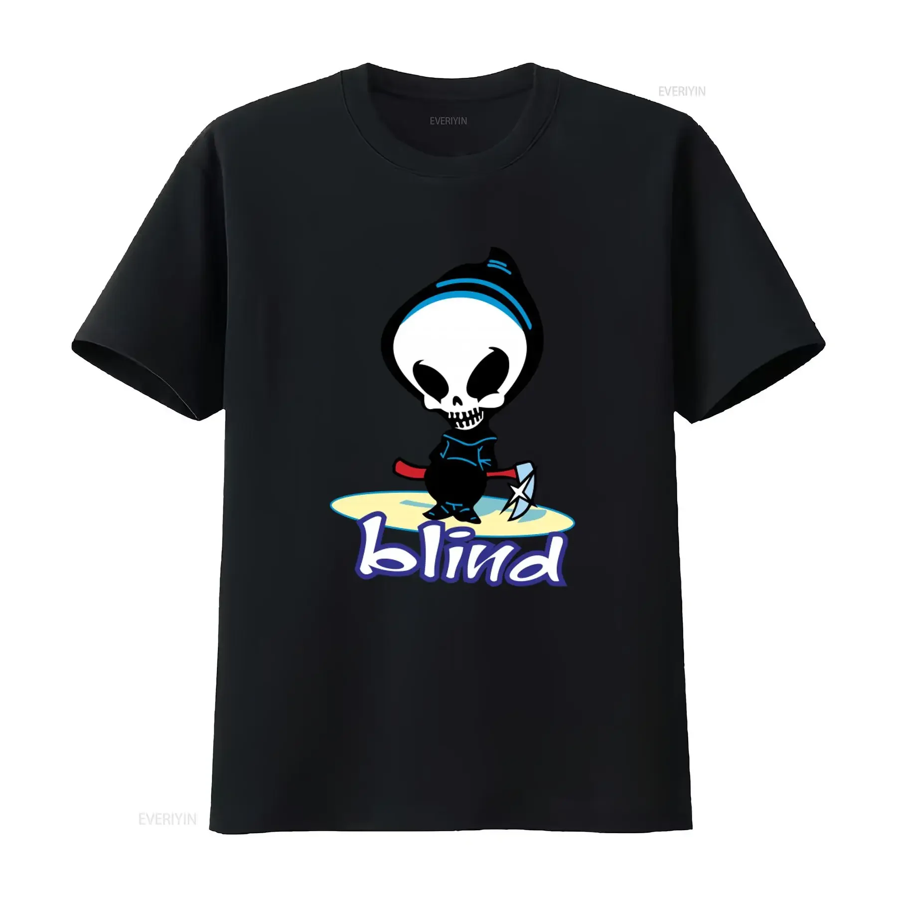 Blind Vintage Skateboard Alien T Shirt Retro Logo Heavy Cotton Print vintage Washed Unisex Stretched Soft fashion streetwear