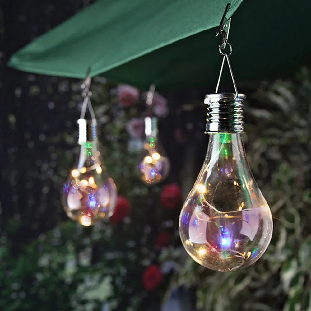 Hot Portable Solar Powered LED String Light Bulbs Hanging Lanterns For Outdoor Garden Camping Tent Yard Decor Lamp IP65 Multi