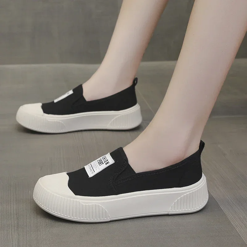 2024 New Hot Sale Women Sneakers Platform Shoes Canvas Thick Bottom Real Leather Round Toe Casual Comfortable Ladies Sneakers