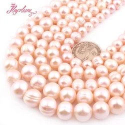 Natural Freshwater Pearl Pink Nearround Loose Stone Beads For Necklace Bracelet DIY Jewelry Making Strand 15 Inch Free shipping