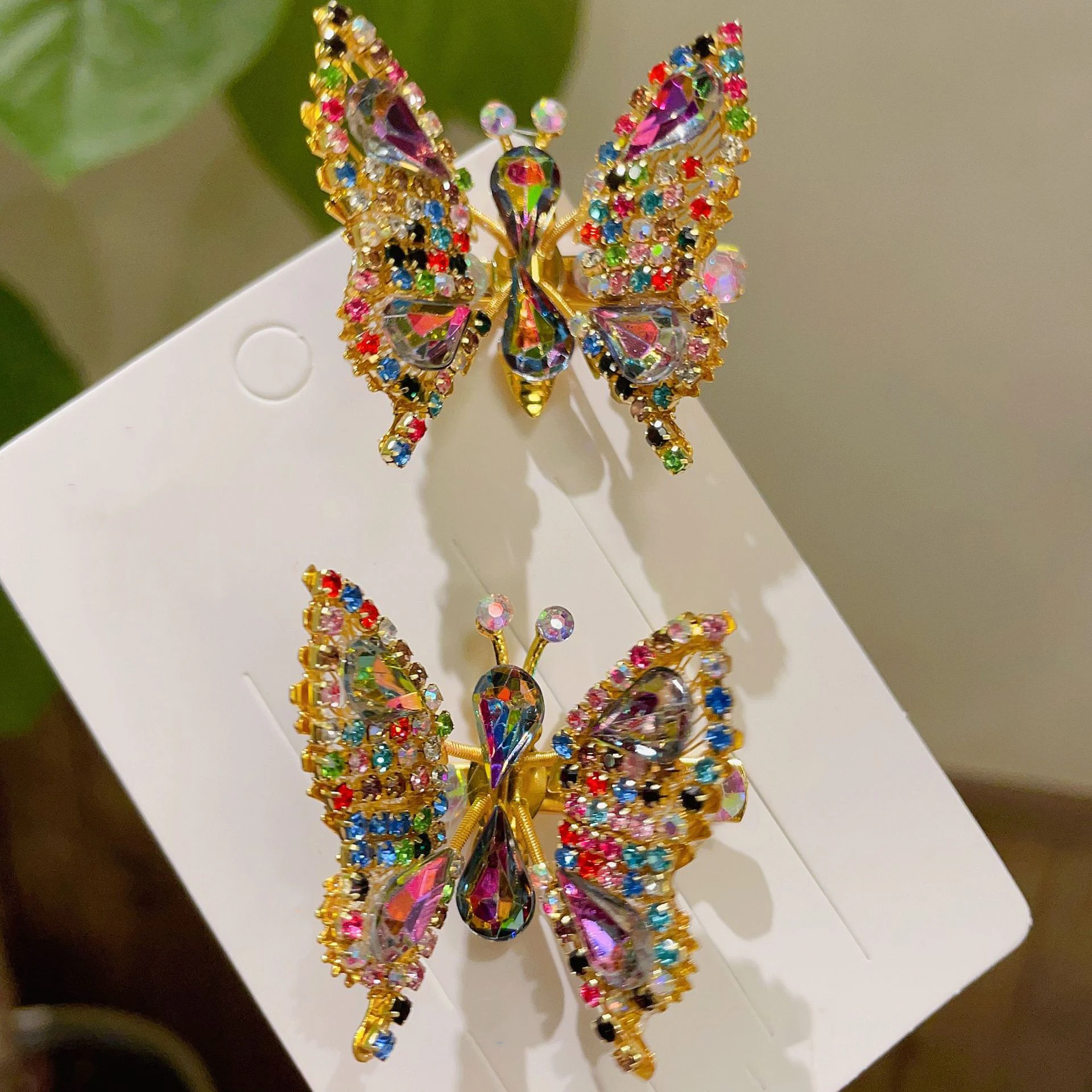 Horquilla de mariposa movible de diamantes de imitación Multicolor brillante, Clip de pato lindo, tocado de niña, bonito regalo de cumpleaños para