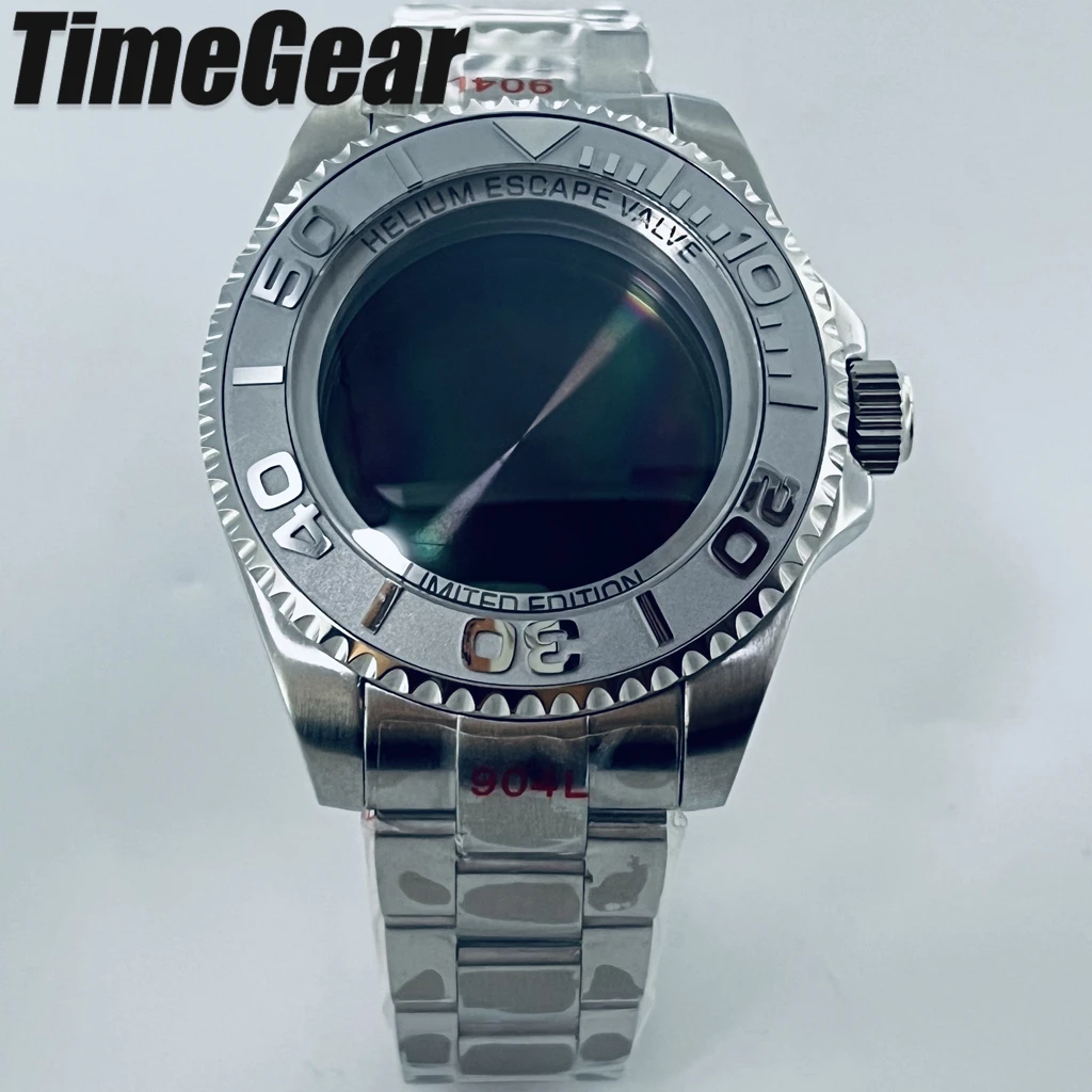 

44MM Ceramic Bezel Case Silver SEA Big DEEP Homage Sapphire Crystal Watch Case With Bracelet Fit NH34/NH35/NH36/NH38Movement