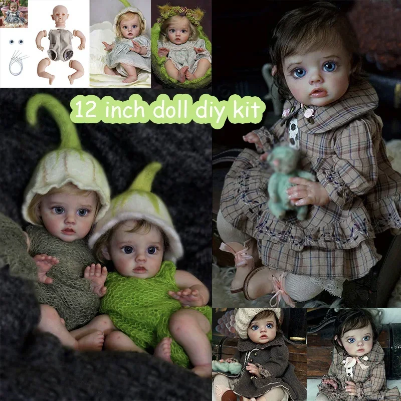 12Inch Mini Reborn Kit Elf FLO Unfinished Vinyl Kit Unpainted DIY Blank Reborn Baby Doll Parts with Cloth Body