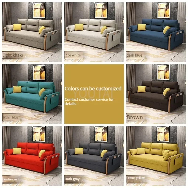 Modern Simple Folding Multifunctional Retractable Living Room Bedroom Fabric Sofa Bed Factory Wholesale