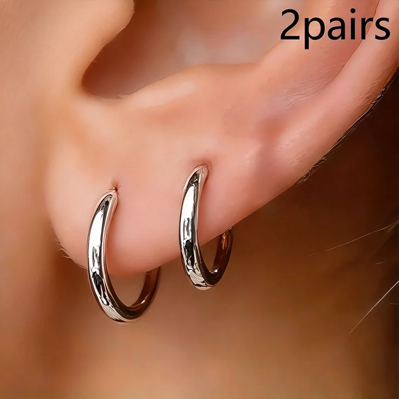 Gold/Silver Circle Earrings 2 Pack | Simple Elegance Versatile | Stainless Steel | Unisex | Exquisite Gifts