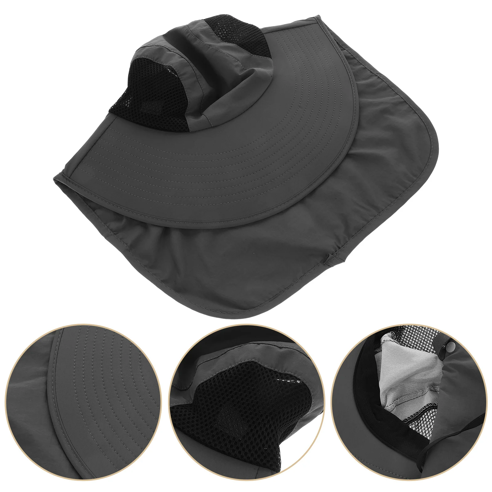 

Wide Brim Sun Hat Dark Grey Uv Protection Breathable Mesh Bucket Hat For Fishing Hiking Beach Travel Outdoor Activities