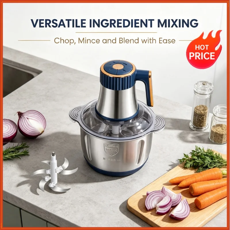 5L Electric Meat Grinders 304 Stainless Steel Food Crusher Multifunctional Vegetable Slicer Chopper Mincer Baby Food Processor