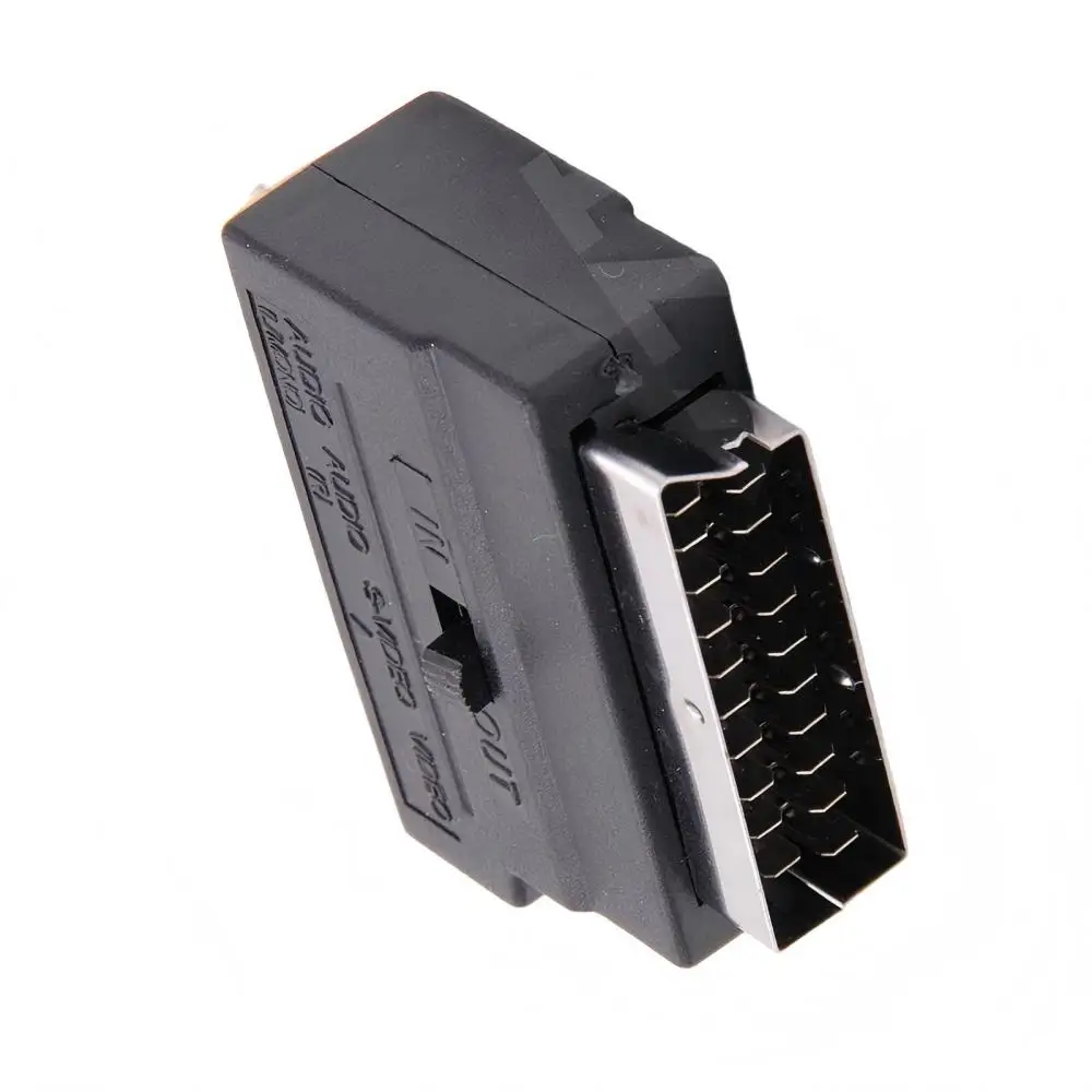 21-pinowy konwerter SCART męski na 3 żeńskie RCA AV Audio Video Adapter do telewizora VCR SCART z przełącznikiem Pozłacane złącze Hot