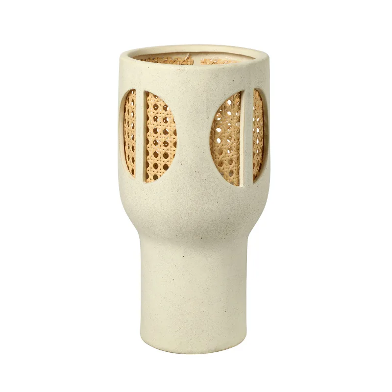 

Modern wabi sabi creative imitation rattan ceramic vase villa clubhouse living room entrance high sense