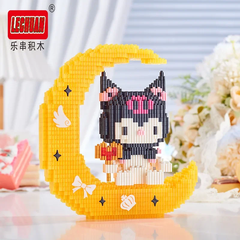 Linkgo Sanrio Building Blocks Illuminazione lunare Kuromi Cinnamoroll Pochacco Melody Assembly Modello 3D Mini Figura di mattoni Giocattolo per il regalo