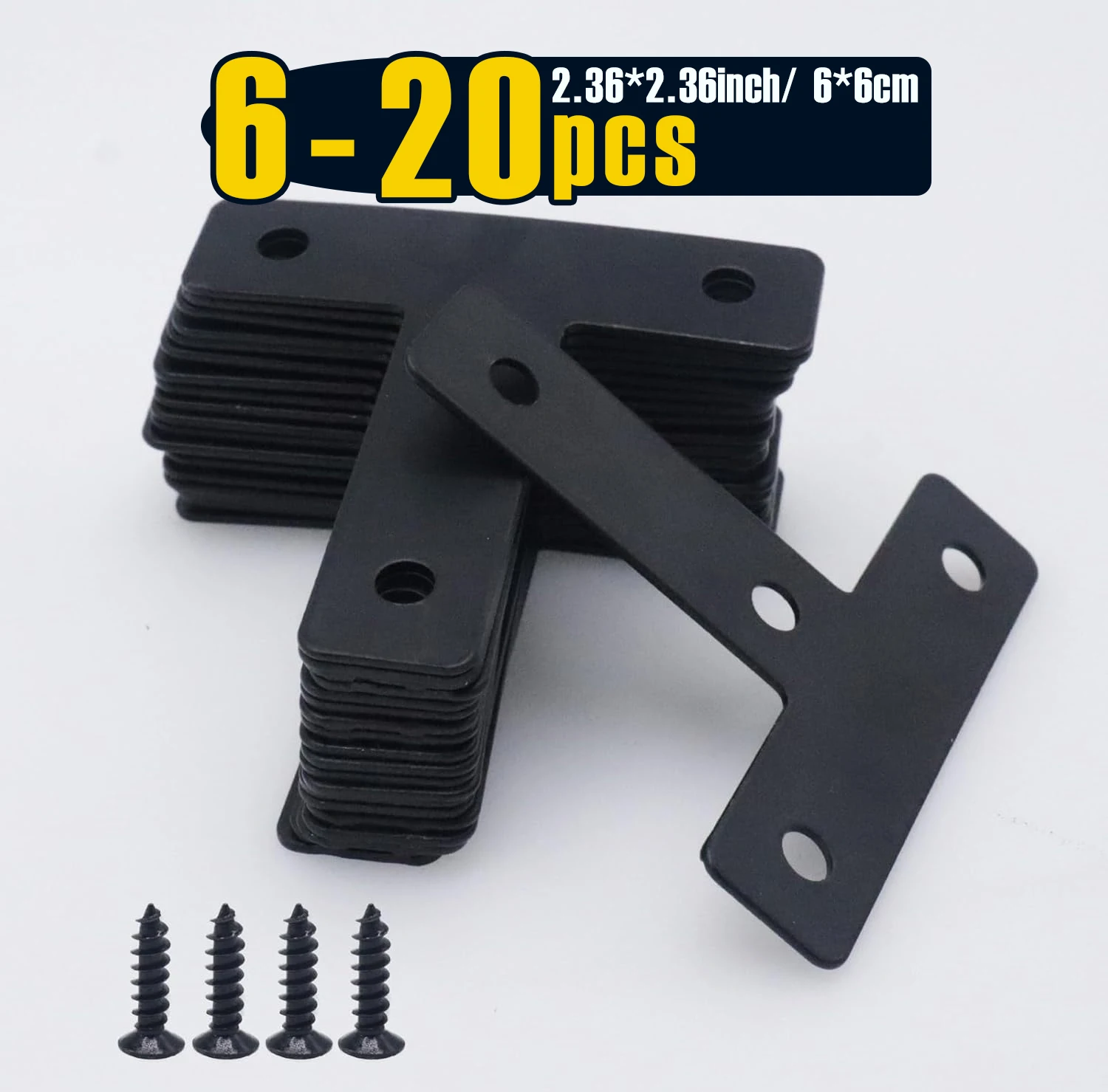 6-20pcs, 60mm T Flat Shape Braces Corner Bracket, Decorative Corner Brackets Mending Plate, T-Shaped Bracket for Wood Furniture