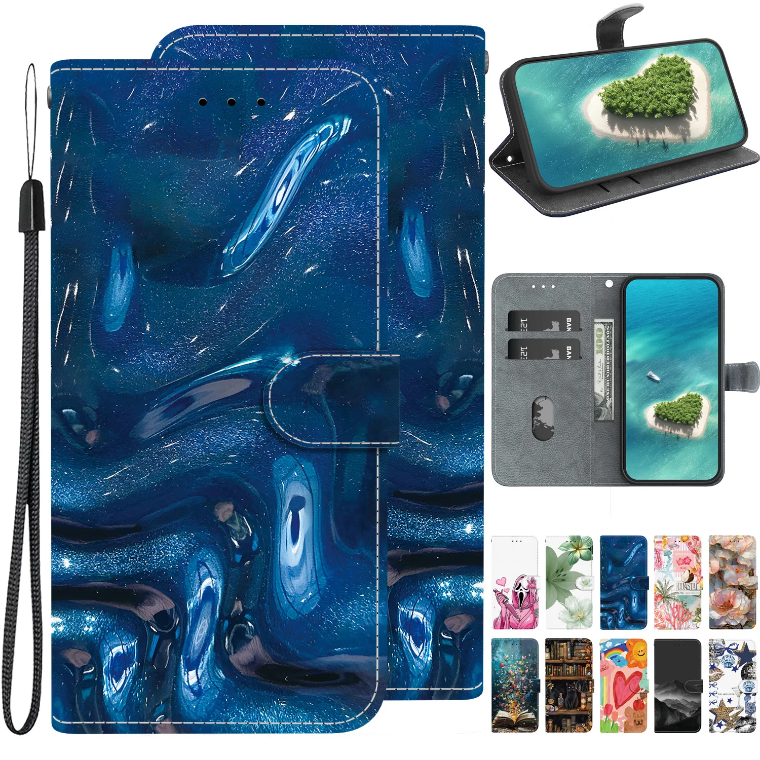 Magnetische Flip-Hülle mit Kartenfach für Redmi A5 A4 A1 A2 Plus A3 A7 Pro K70 K80 K100 Pro Max K90 K60 Ultra, Leder-Schutzhülle