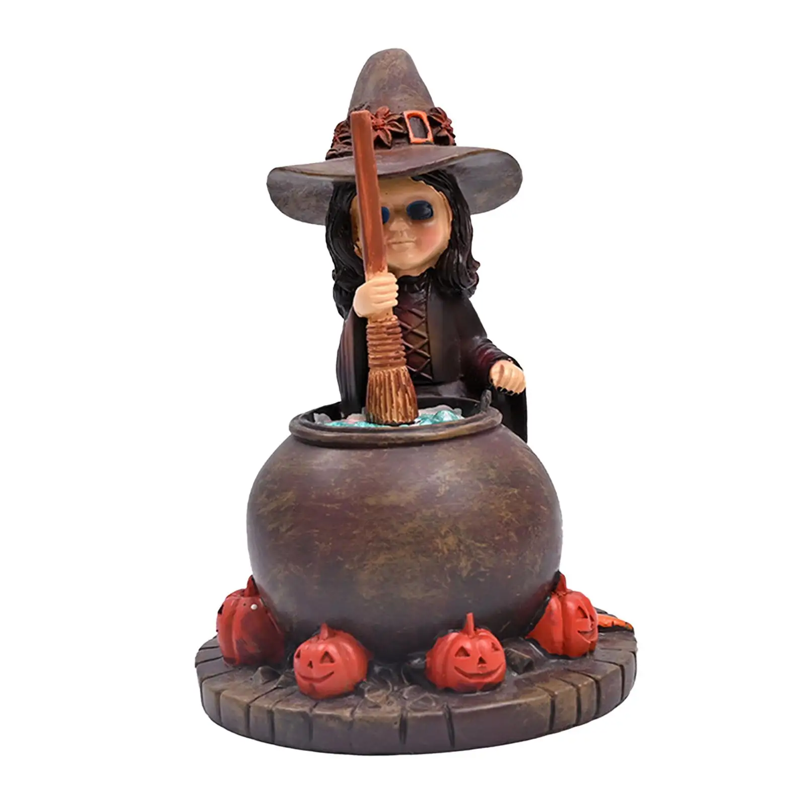 

Witch Figurine Halloween Statue Collection Crafts Decoration Ornament Sculpture for Office Housewarming Desktop Fireplace