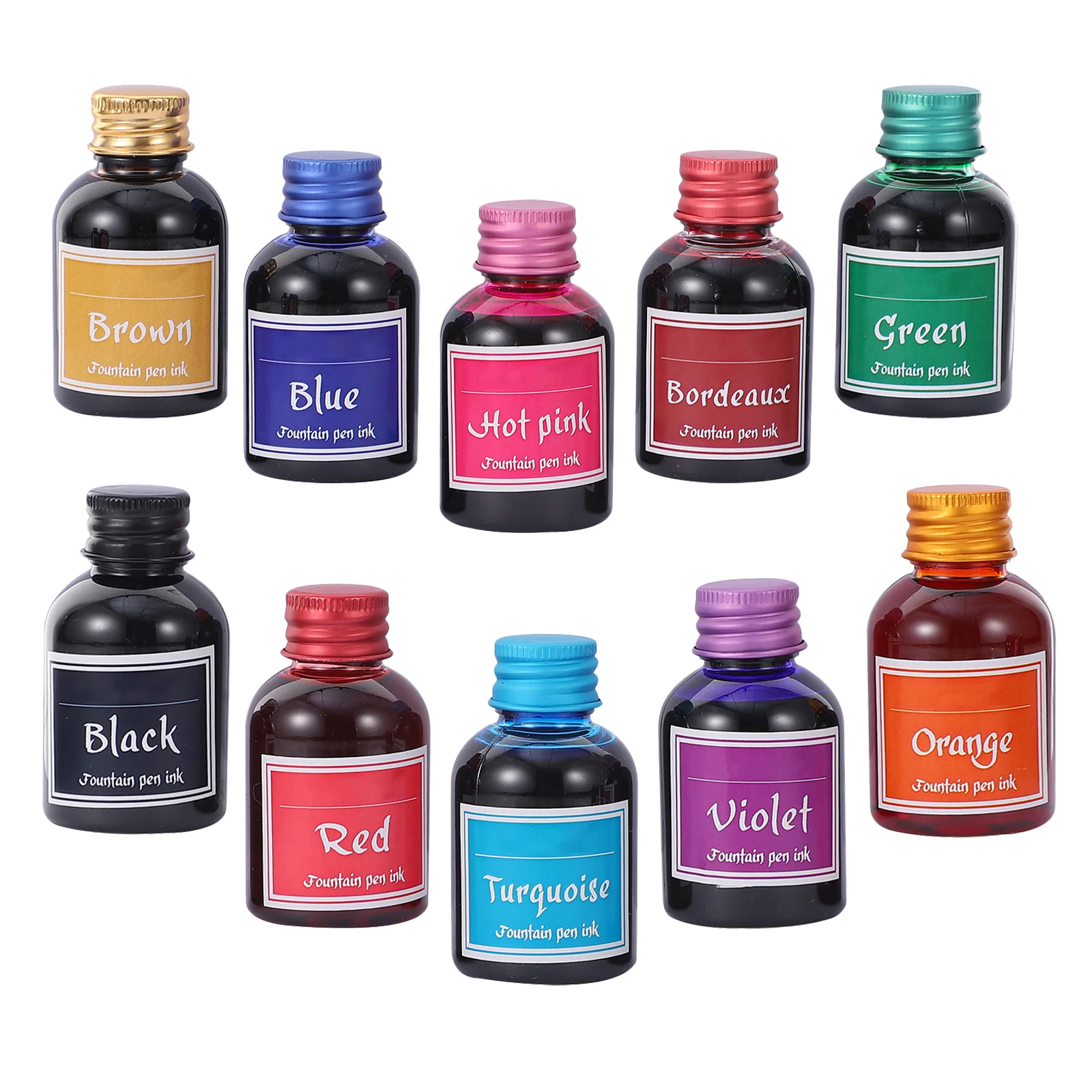 

10 Bottles Calligraphy Pen Ink Non-Carbon Fast Drying Fountain Set for Drawing Sketching Writing Calligraphy