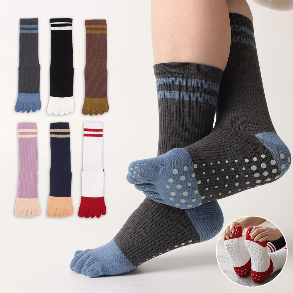 

New Cotton Five-finger Yoga Socks Non Slip Breathable Grip Socks Silicone Grips Sports Socks Women