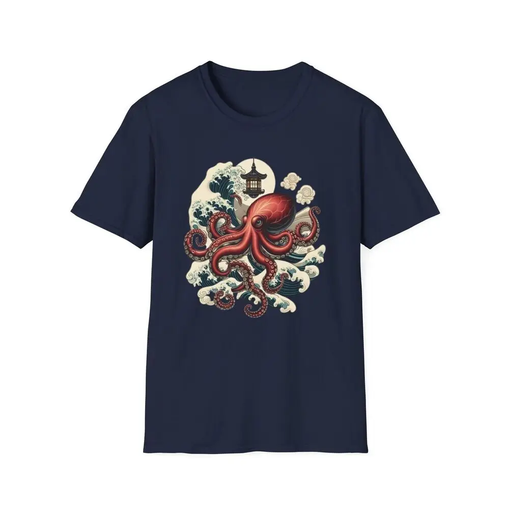 Japanese Style Octopus t-shirt, Oriental shirt,Anime Pattern Y2K Summer Brand