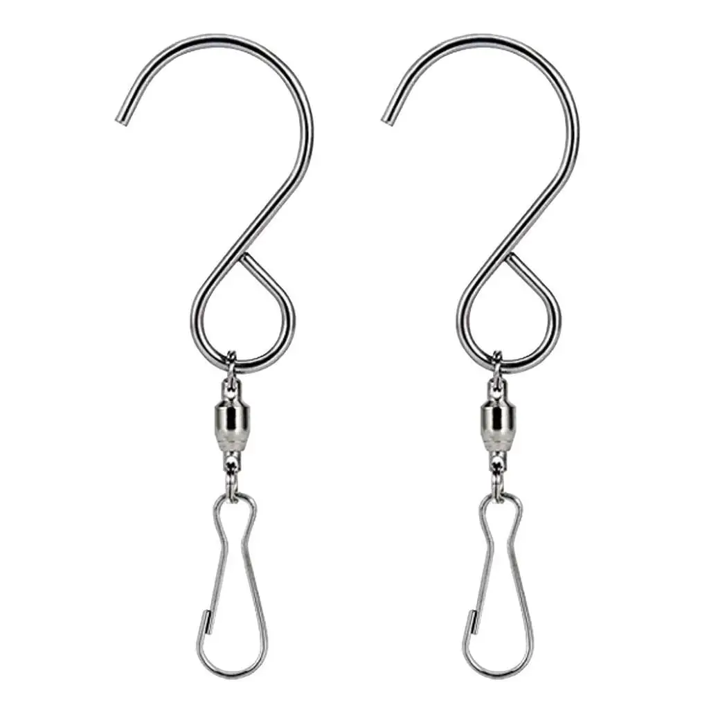 Swivel Hooks Clips 360 Degree Rotating Stainless Steel Hanging S Shape Silver Display Hook for Closet Garage Use