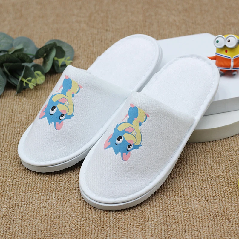 5 Pairs Children\'s Disposable Slippers Hotel B&B Room SPA Portable Closed Toe Cute Slippers Home Guest Kids Baby Indoor Shoes