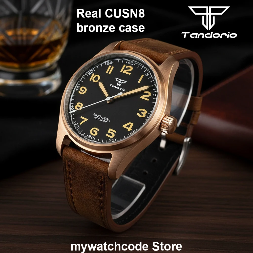 Customized Watch for Men Real Cusn8 Bronze 20Bar Waterproof Automatic Pilot Watch Vintage Wristwatch NH35A PT5000 Movement
