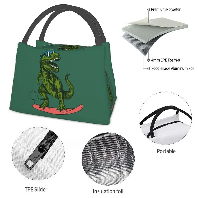 Cartoon Dinosaur Thermal Insulated Lunch Bag Women Resuable Lunch Tote for Schoool Camping Travel Multifunction Meal Food Box