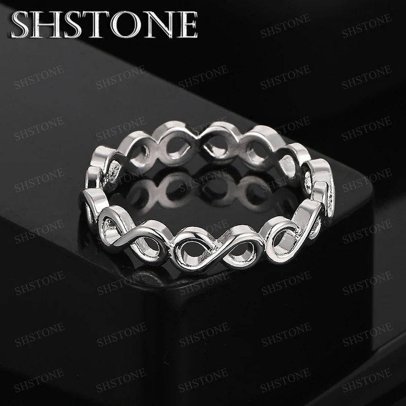 

Fashion 925 Sterling Silver Hollow Numeral 8 Ring For Men Lady Engagement Party Wedding Jewelry Accessories Anniversary Gift