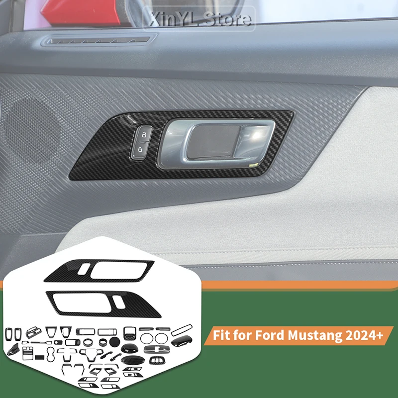 Car Carbon Fiber Interior Exterior Trim Kit Stickers For Ford Mustang 2024 Up Decoration Accessories