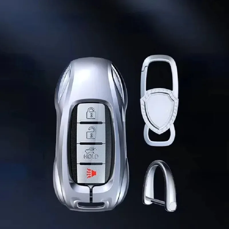 For Infiniti Q50L QC50 Q70L QX60 Q50 QX70 QX30 Zinc Alloy Silver Car Key Case Keyless Cover Key Shell Interior Car Accessories
