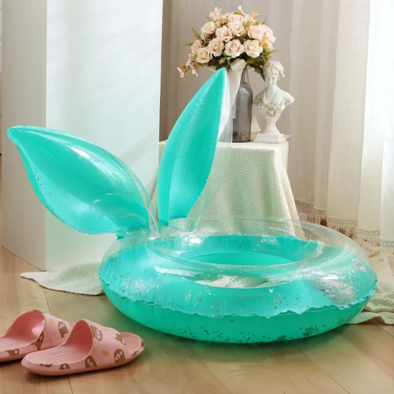 Juguete inflable grueso de PVC con lentejuelas, orejas de conejo, anillo de natación para chico y adulto, accesorios de piscina para jugar en el agua en la playa, juguete inflable