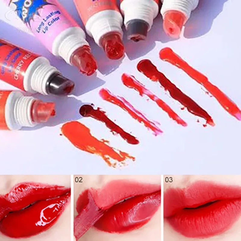 Geweldig Afpellen Vloeibare Lippenstift Waterdichte Langdurige Traan Lipgloss Liptint 6 Kleuren Trekken Lippen Maskeren Cosmetische Make-Up