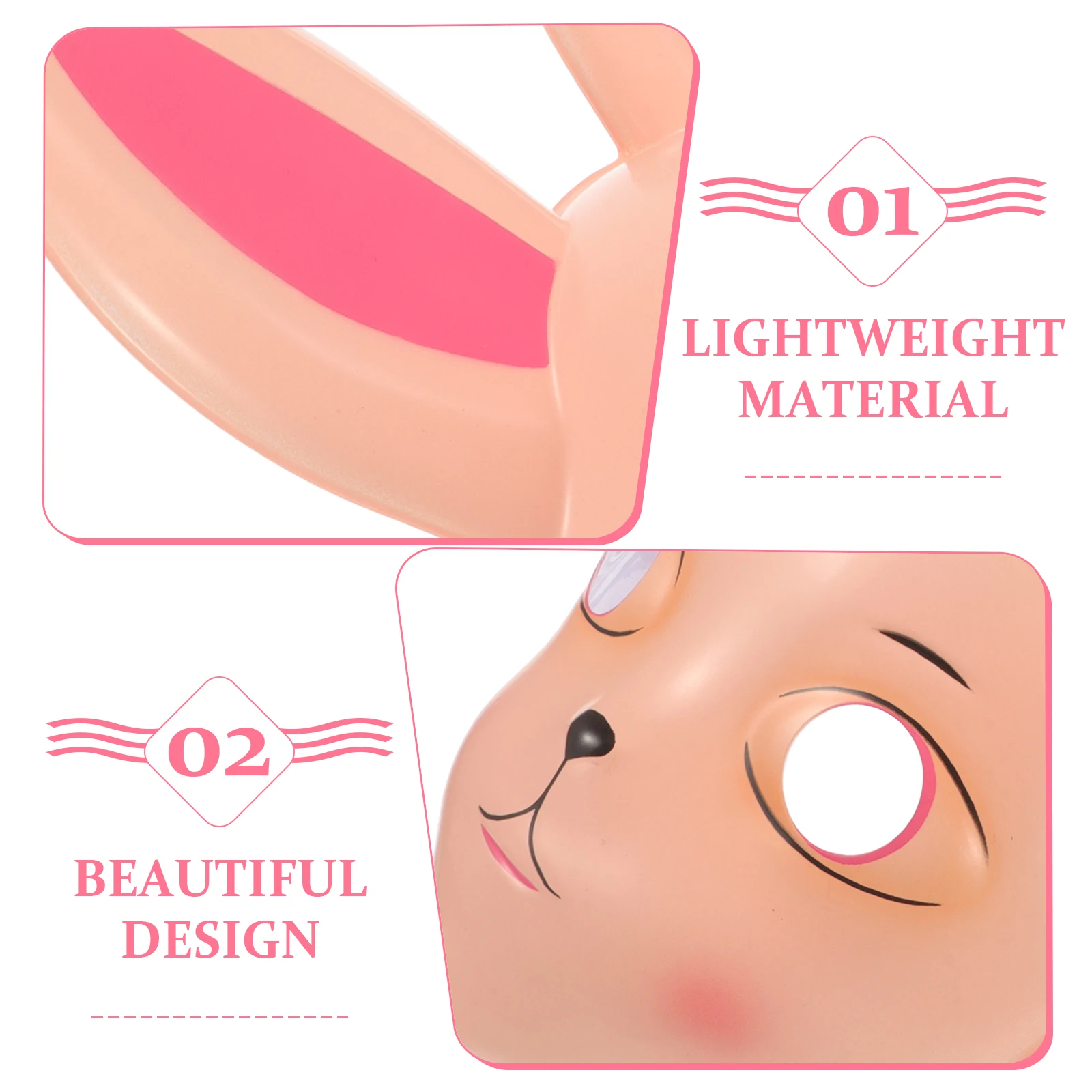 Bunny Mask Rabbit Photo Props Kids Halloween Costumes Cartoon Cosplay White Lightweight Reusable Decorative Easter Party Stage