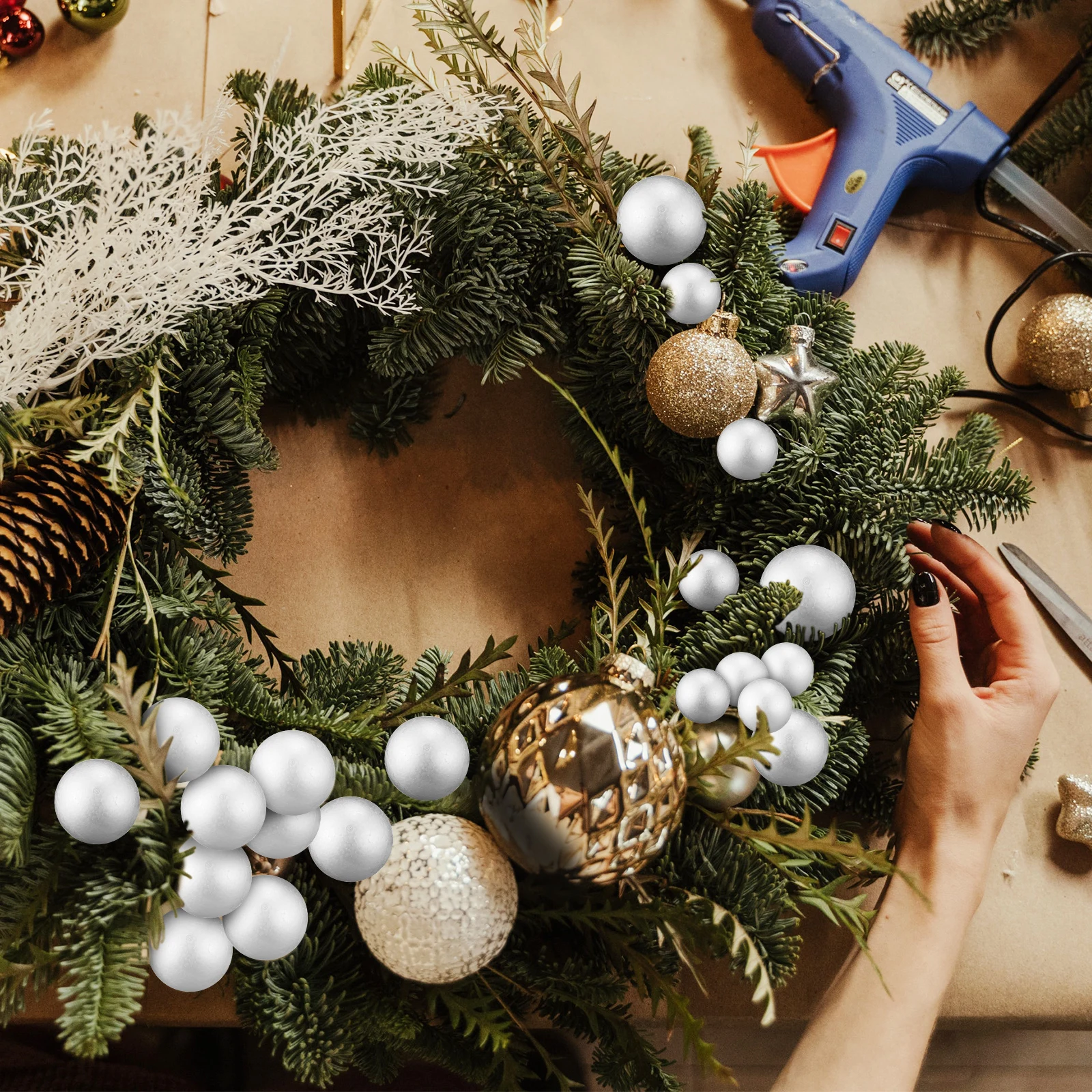 

50pcs Craft Smooth Lightweight Spheres Diy Decoration Painting Wedding Christmas Tree Ornaments Handcraft Supplies Circle Foam