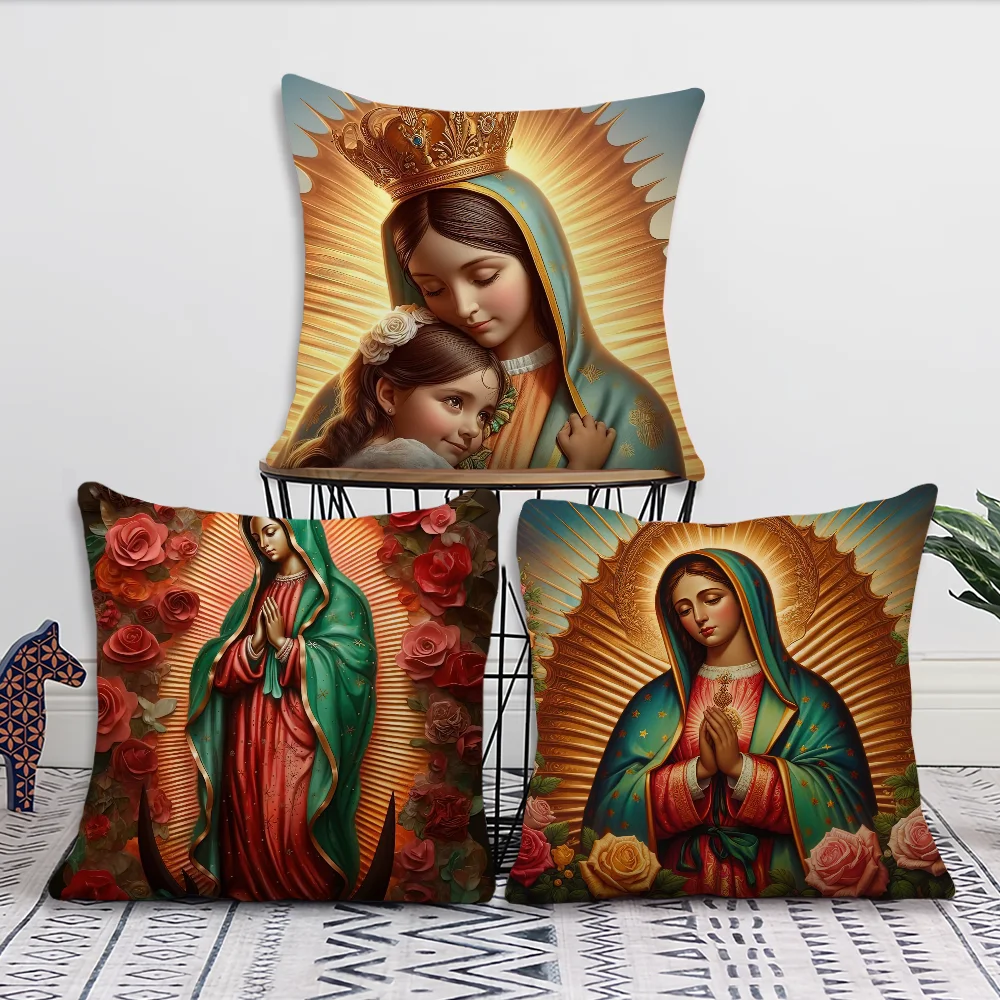 Virgin Maria Mary cushion cover Living Room Accent Couch Back Support Square Lounge Restful Nap Companion Pillow Case