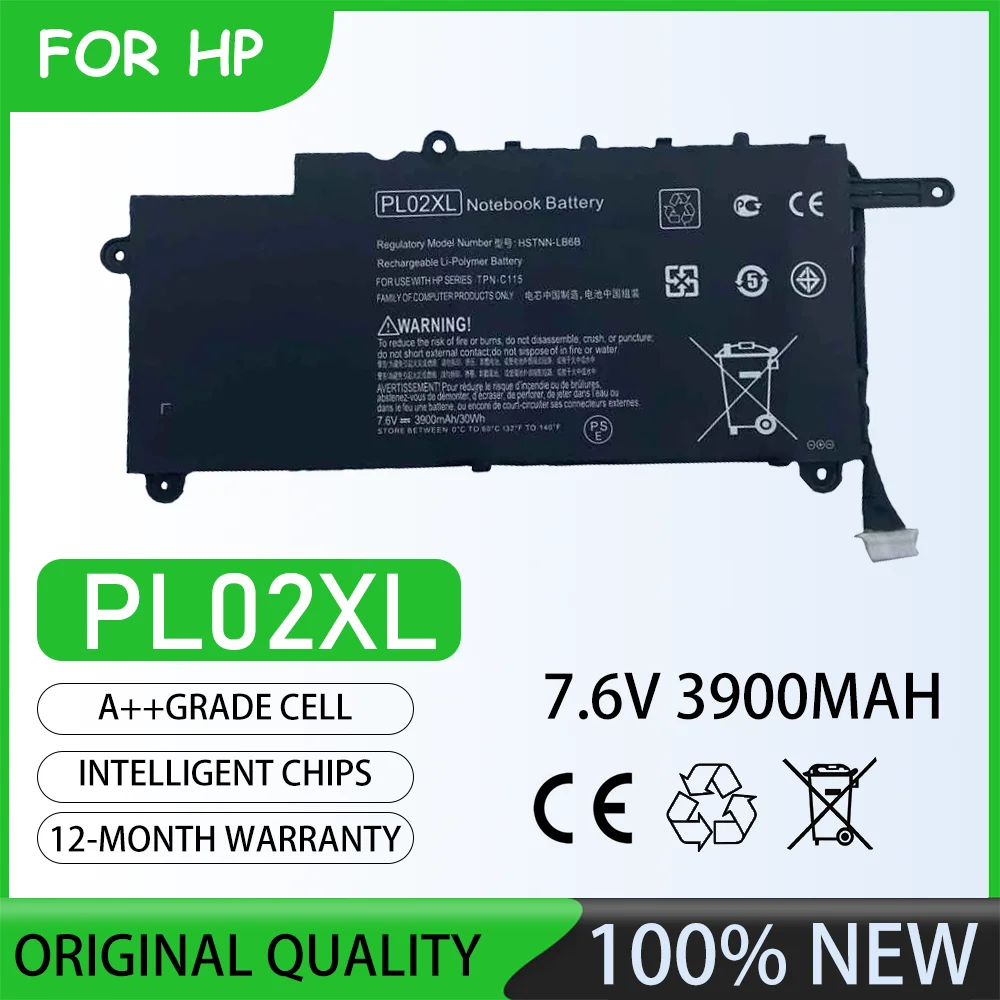 Batería para portátil PL02XL de 7,6 V y 3900 mAh para HP Pavilion 11-n000snx Pavilion 11-N014TU Pavilion 11-N030TU