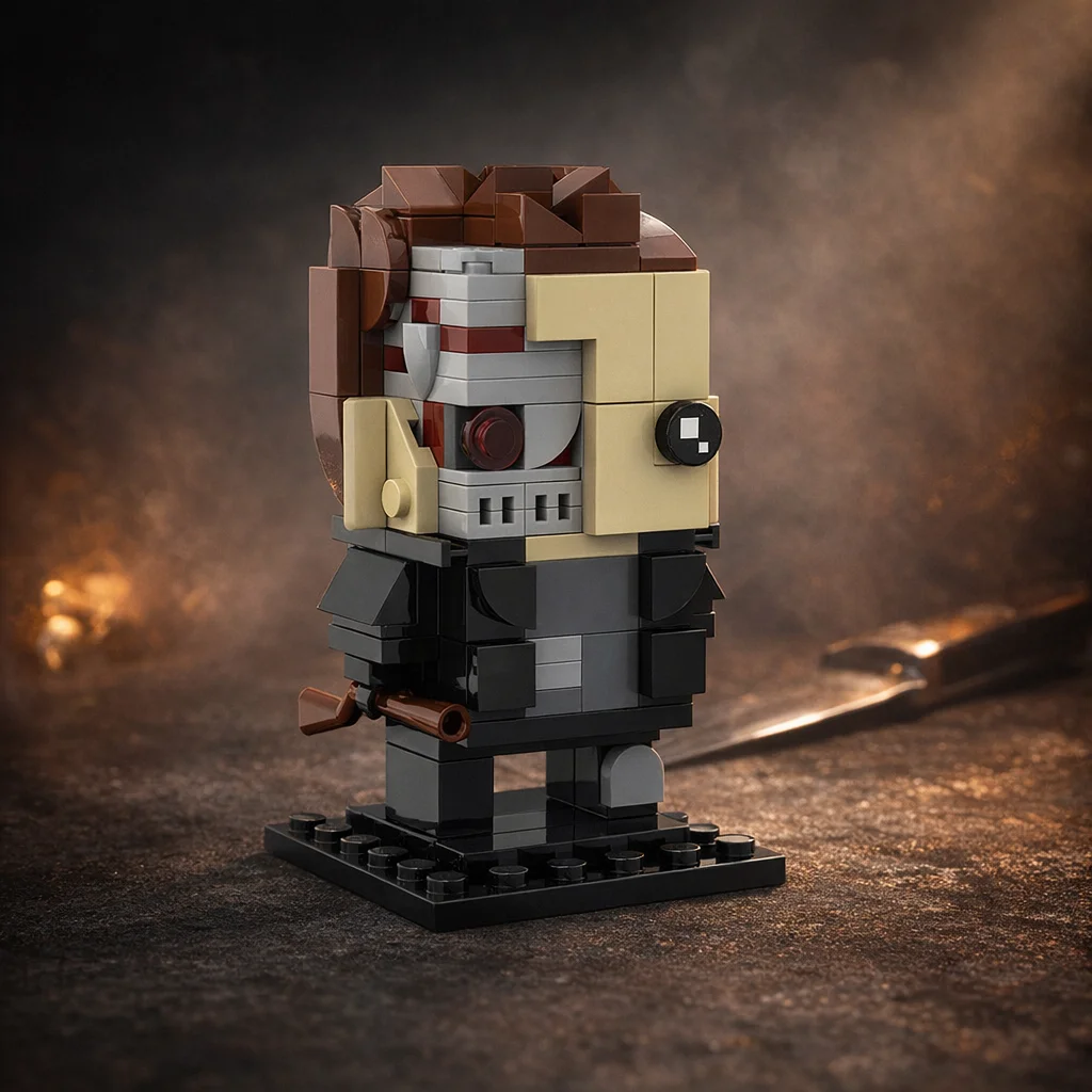 

MOC Sci-Fi Cyborg Figure Building Blocks Future Soldier Half-Face Robot DIY Bricks Model Desktop Ornament Adult Gift