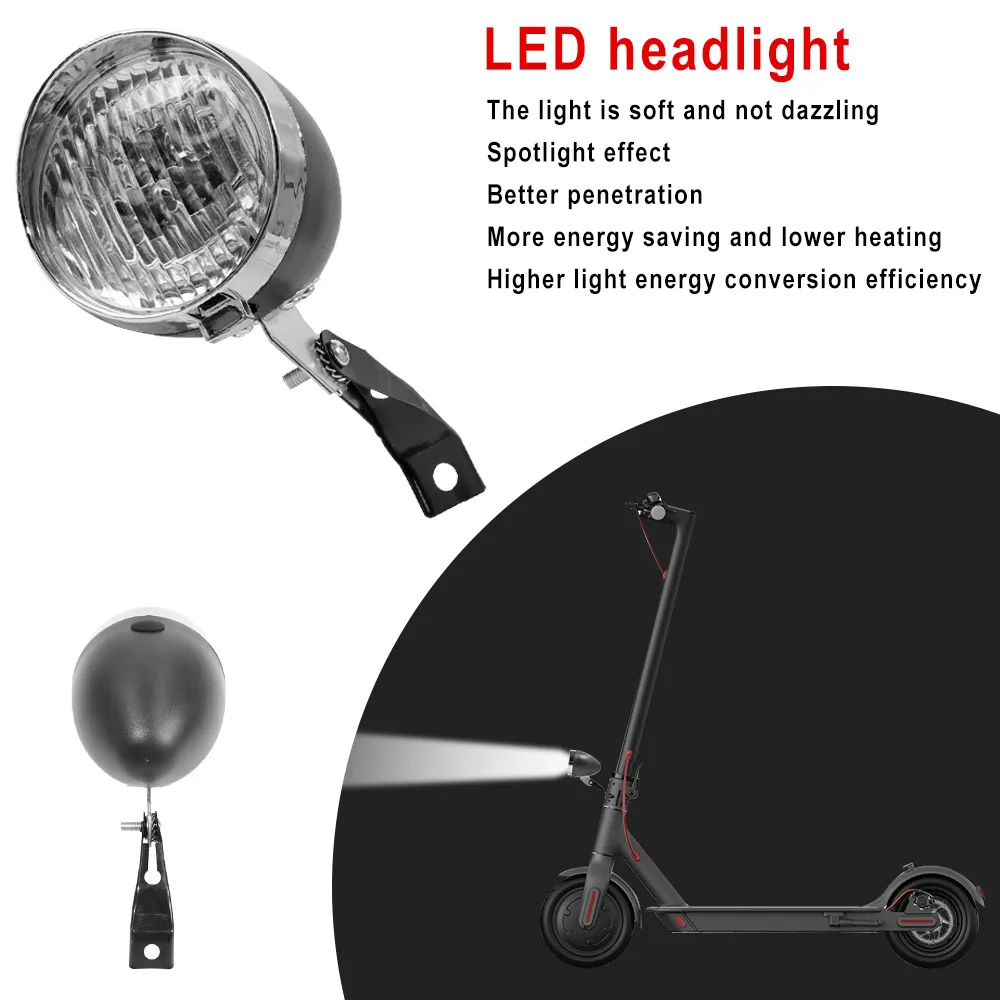 3 LED Retro Classic Bike Bicycle faro anteriore per Xiaomi M365 Mi3 Pro2 Pro Electric Scooter Head Light Night Safe Lamps