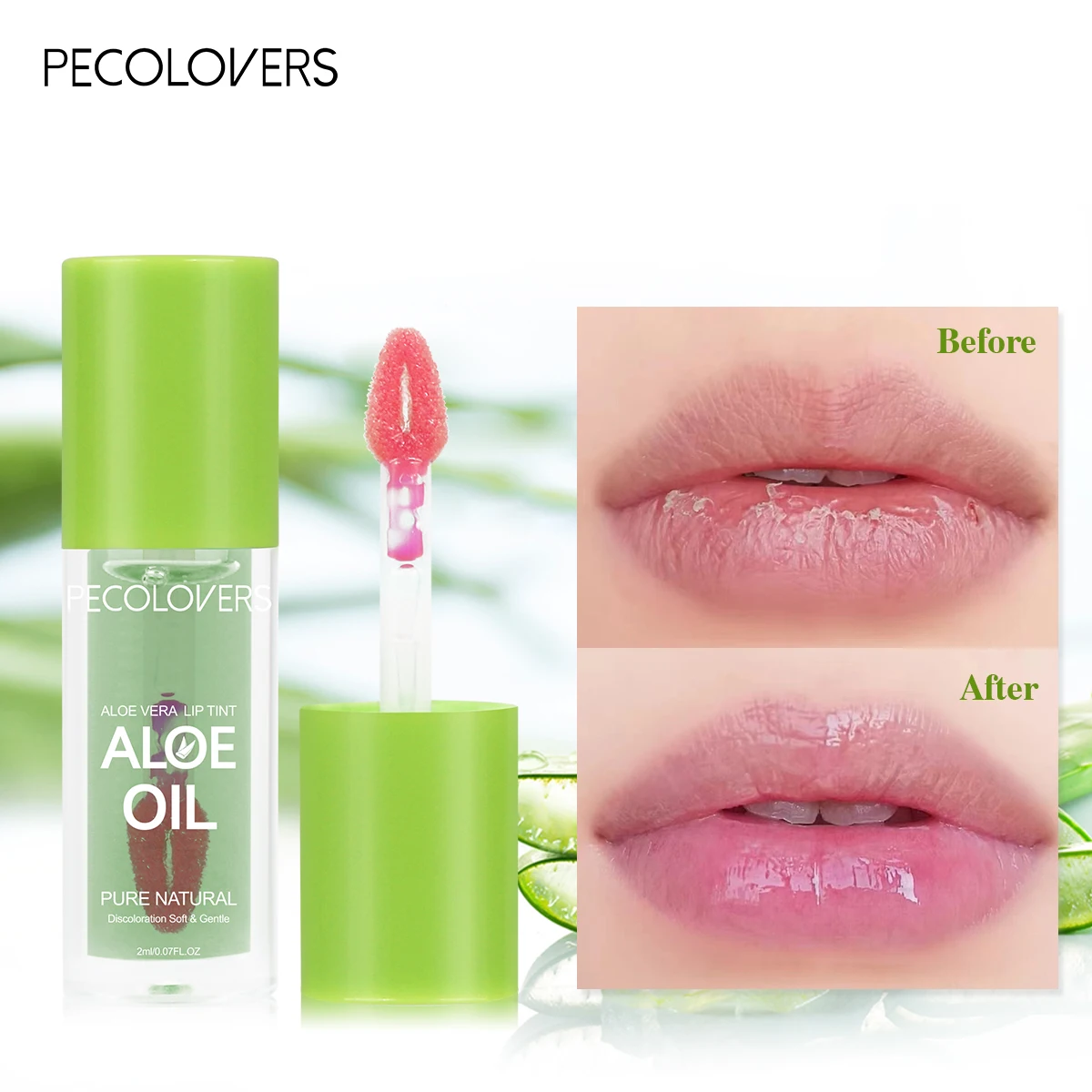 보습 알로에 에센스 립 글로스, 색상 변경 가능, 휴대용 방수, 오래 지속되는 영양 입술 케어 립스틱