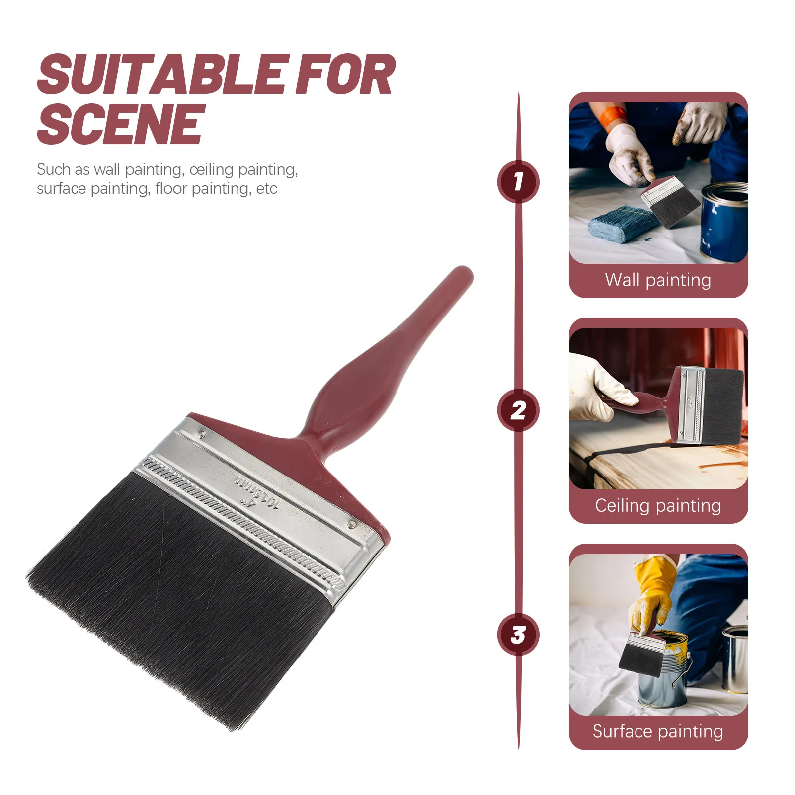 Wide Flat Head Deck Stain Brush Professional Paint Brush for Wood Walls Floors Ceilings Large Area Coverage Stain Applicator