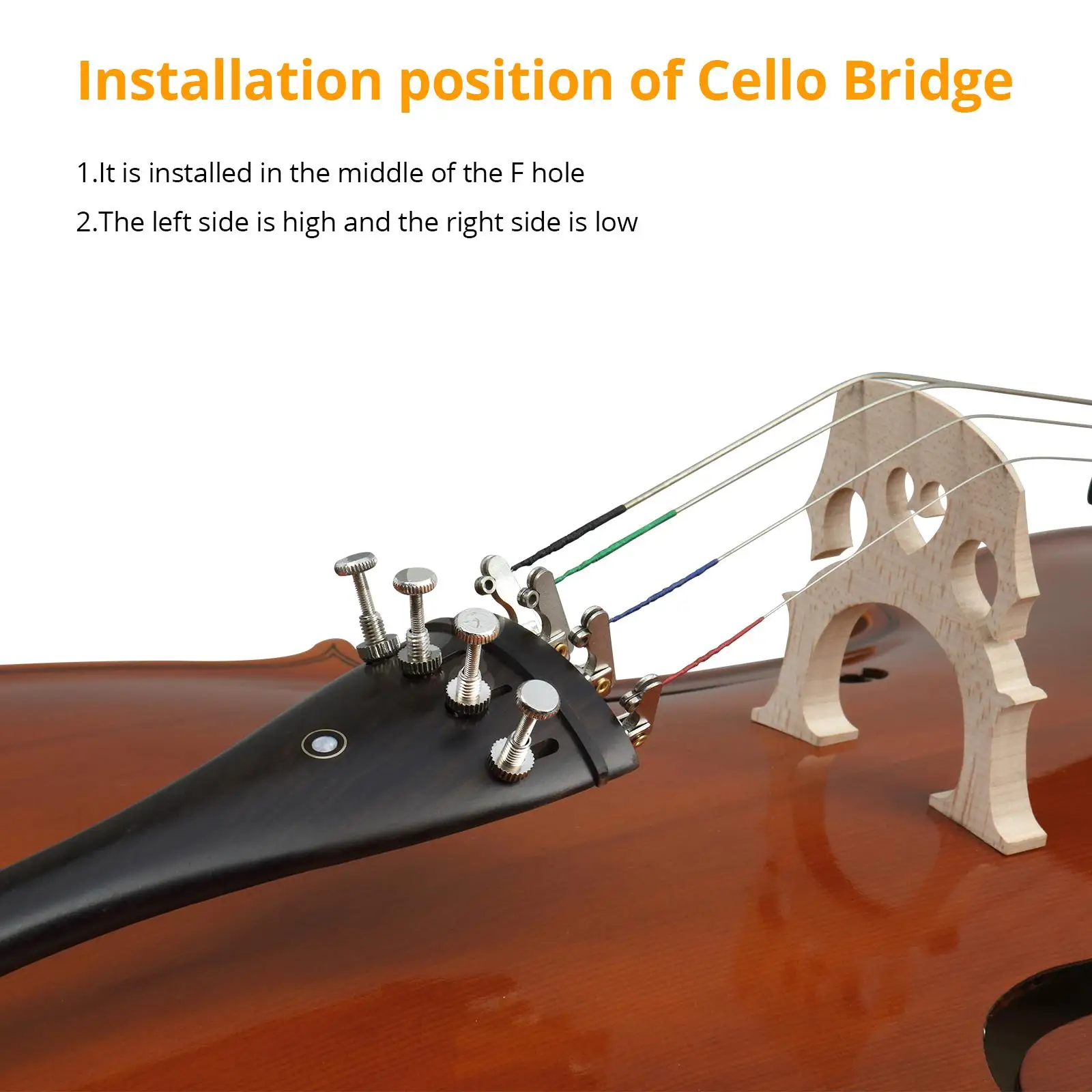 4/4 Natural Spruce Cello with Tiger Pattern - Includes Bag, Bow, Rosin, Bridge & Strings